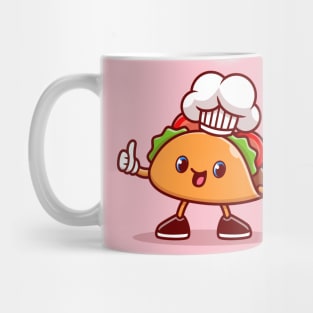 Cute Taco Chef Wearing Cap Cartoon Mug